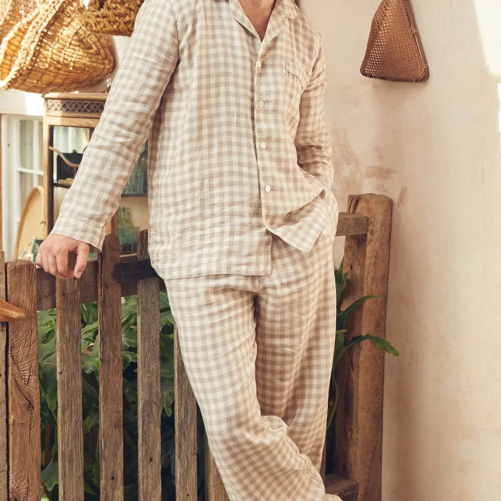 Men's Mushroom Gingham Pyjama Trousers