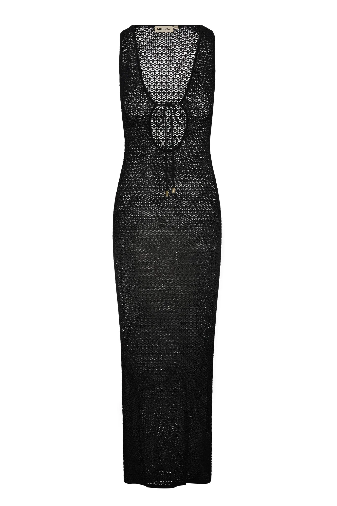 Monte Carlo Tie Dress - Black Lace Crochet