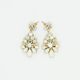 Opal and Crystal Floral Drop Earrings