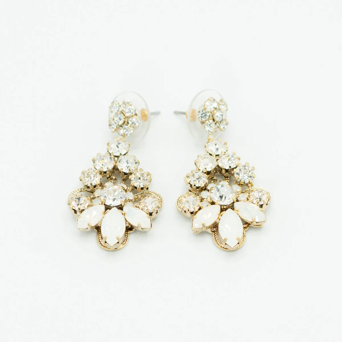 Opal and Crystal Floral Drop Earrings