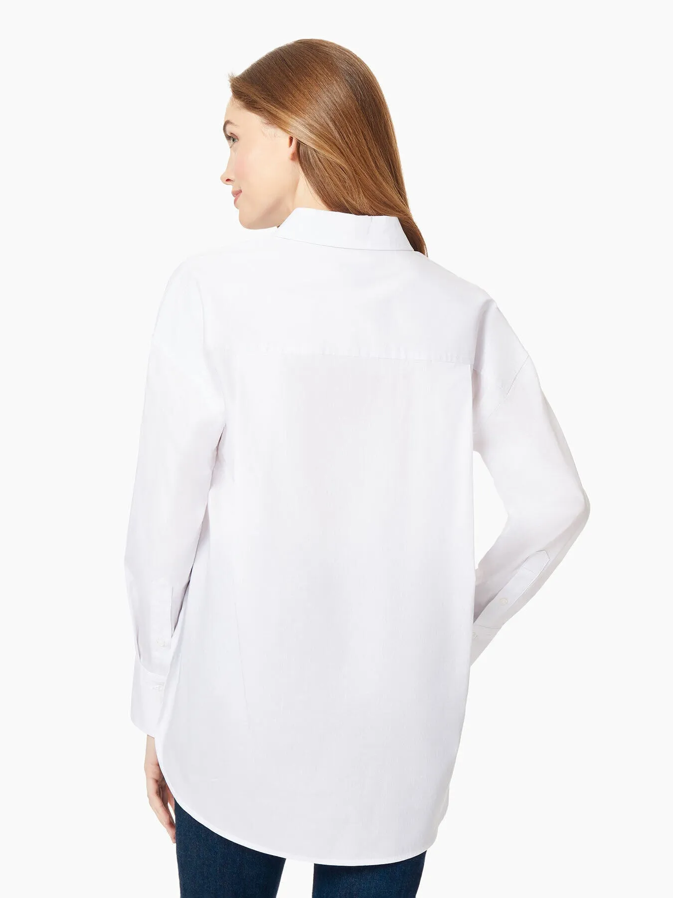 Oversized Cotton Poplin Hi-Lo Utility Shirt