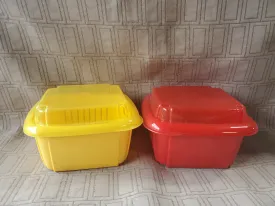 Pair of Red and Yellow Hutzler Berry Keepers