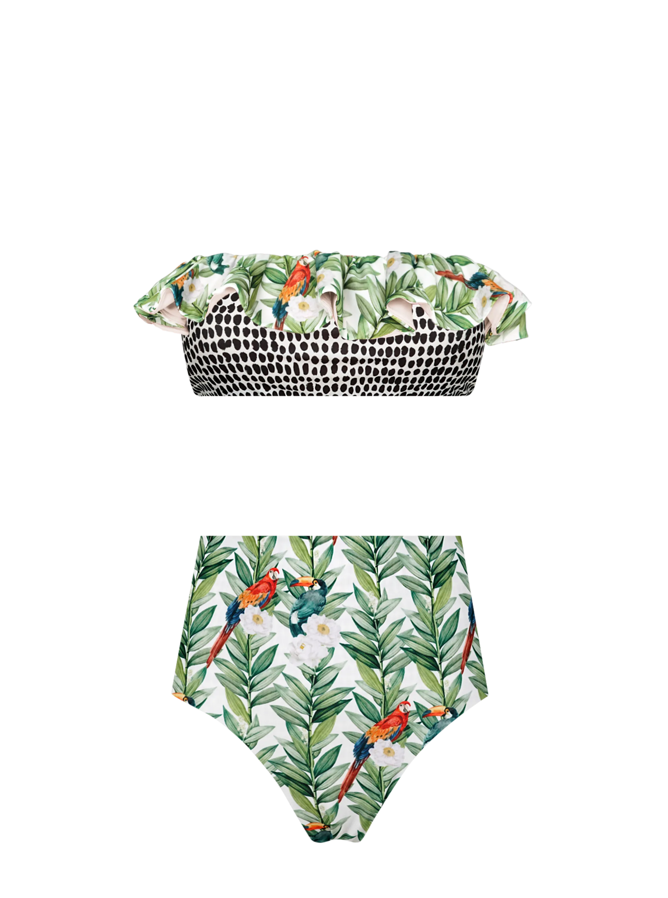 Parrots in Bloom 6-in-1 Ruffled Bikini Set