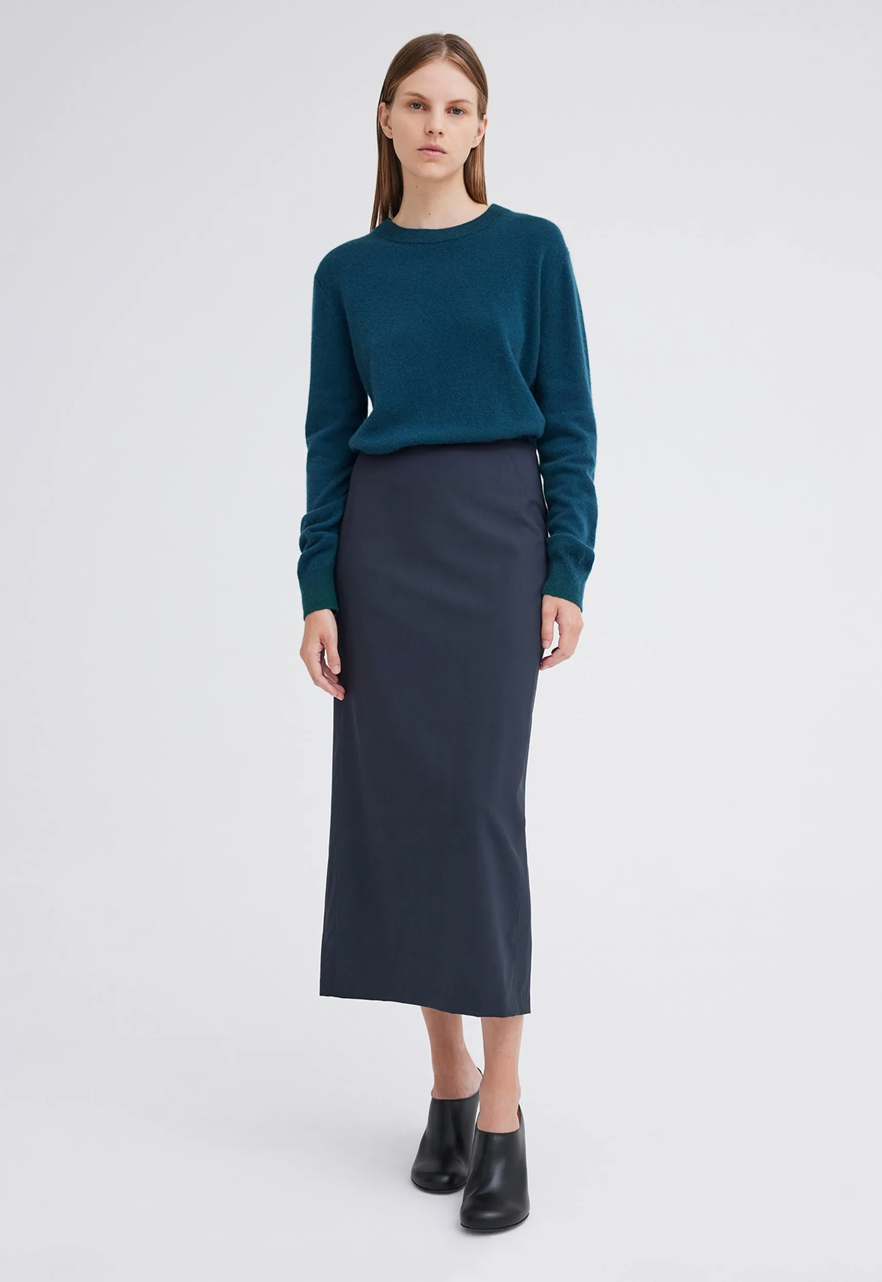 Pave Wool Midi Skirt - Bavaria Green