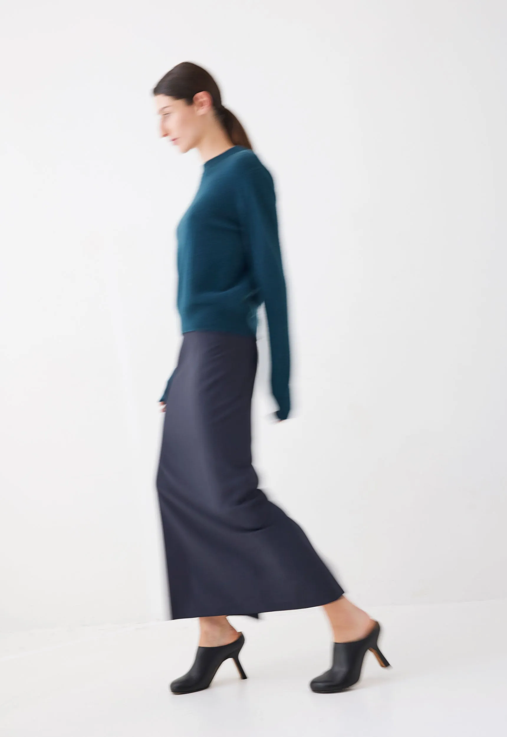 Pave Wool Midi Skirt - Bavaria Green