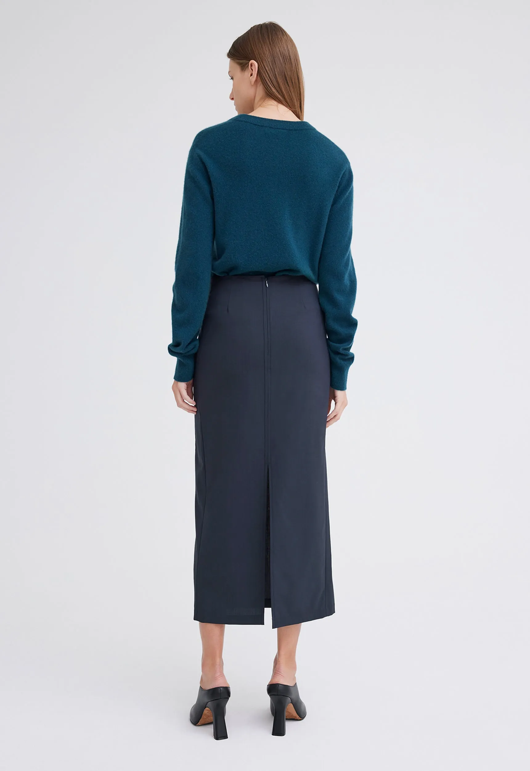 Pave Wool Midi Skirt - Bavaria Green