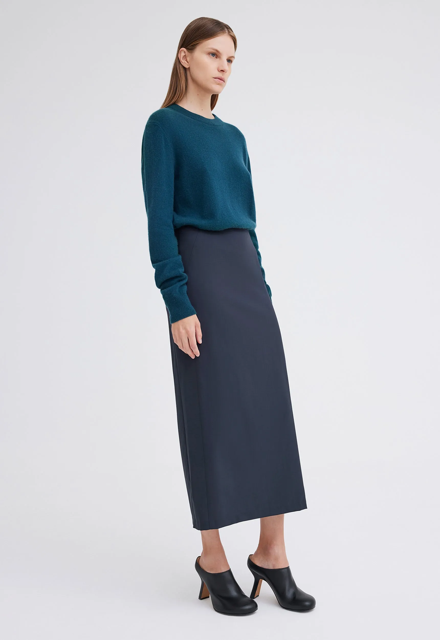 Pave Wool Midi Skirt - Bavaria Green