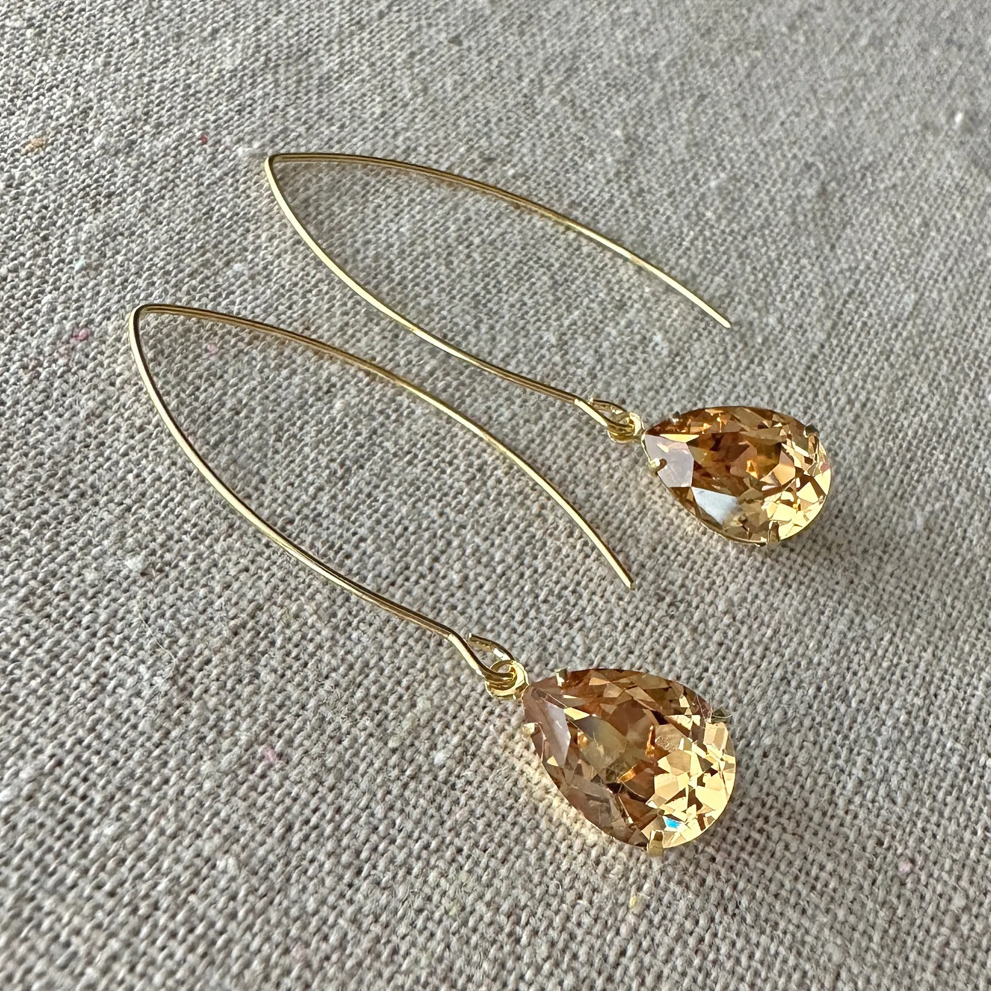 Pear Extra Long Drop Earrings