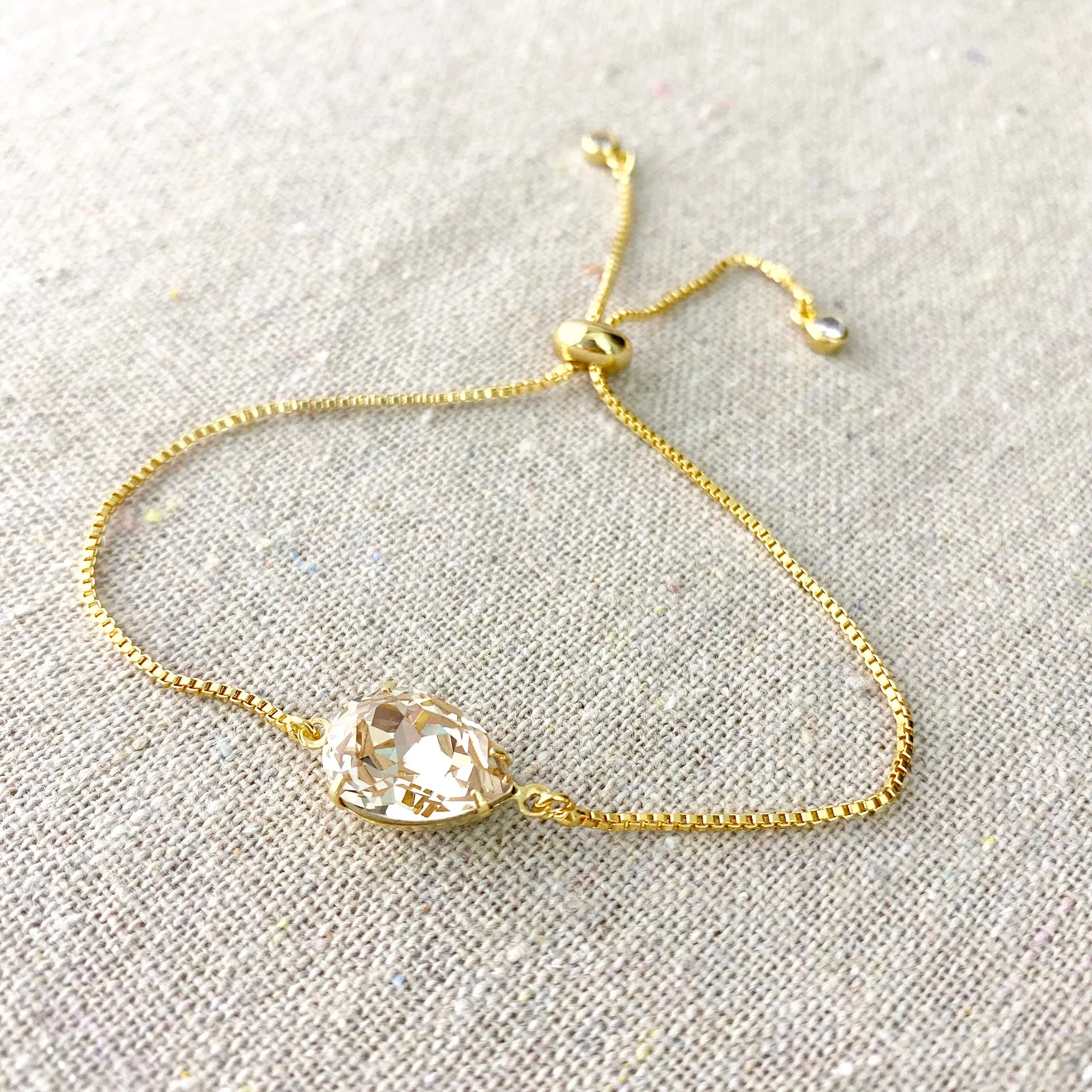 Pear Solitaire Slider Bracelet