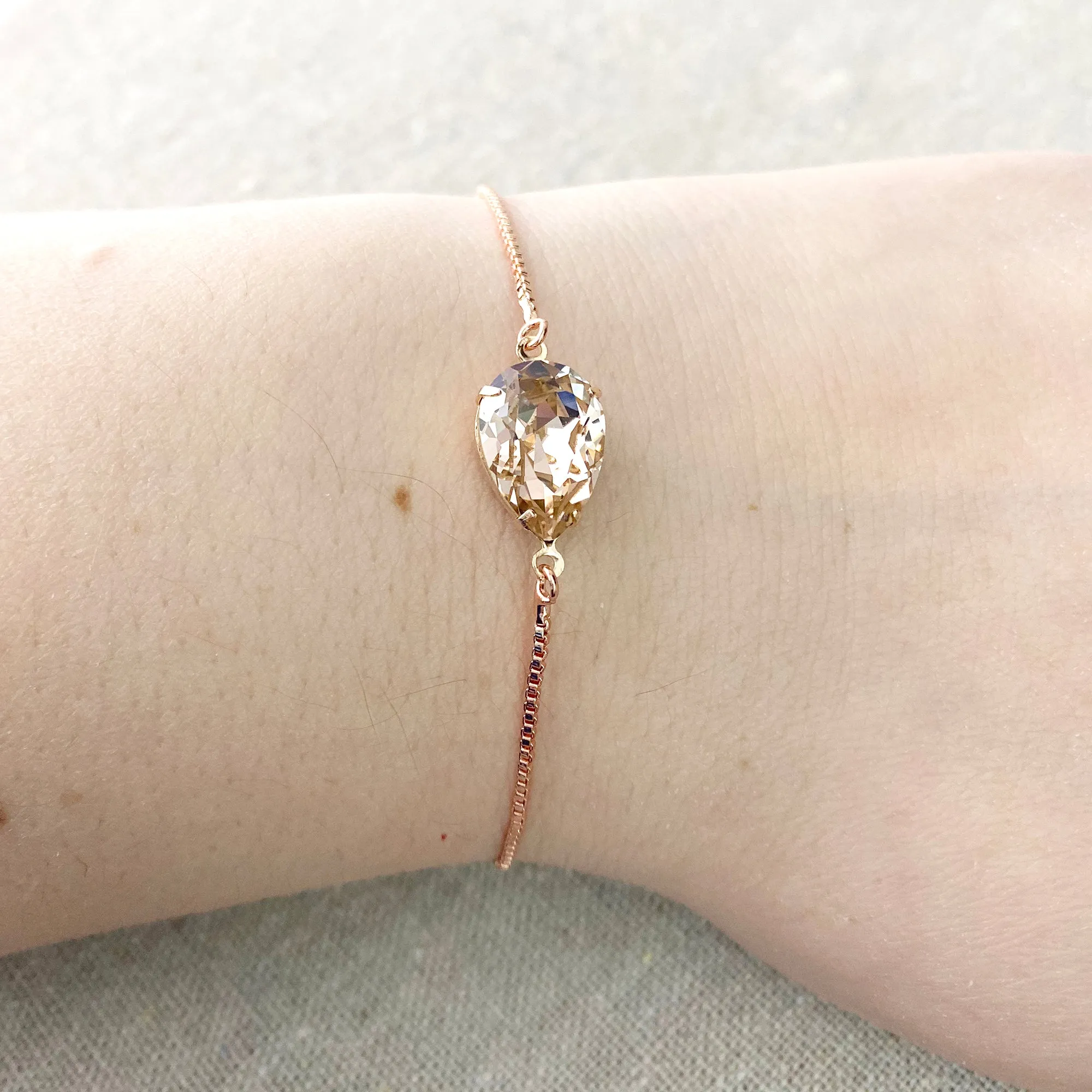 Pear Solitaire Slider Bracelet