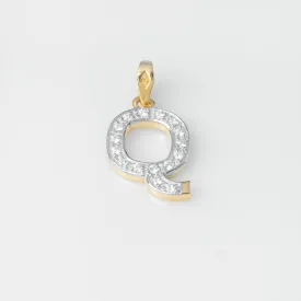 'Q' 22ct Gold Swarovski Zirconia Initial Pendant P7033