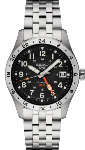 Seiko 5 Sports Automatic GMT Field Watch with Black Dial