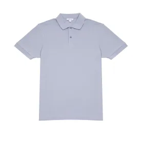 Sunspel Piqué Polo Shirt in Smoke Blue