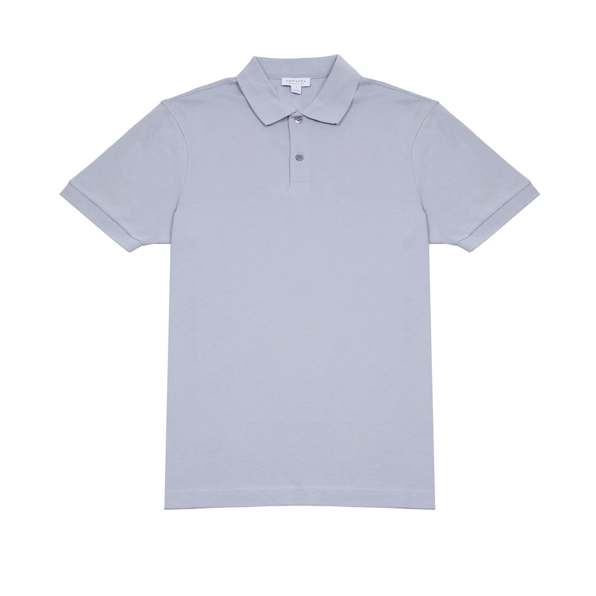 Sunspel Piqué Polo Shirt in Smoke Blue