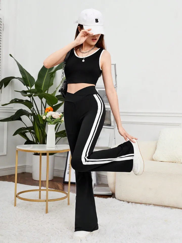 TEEN GIRL SIDE STRIPE FLARE LEG TROUSERS