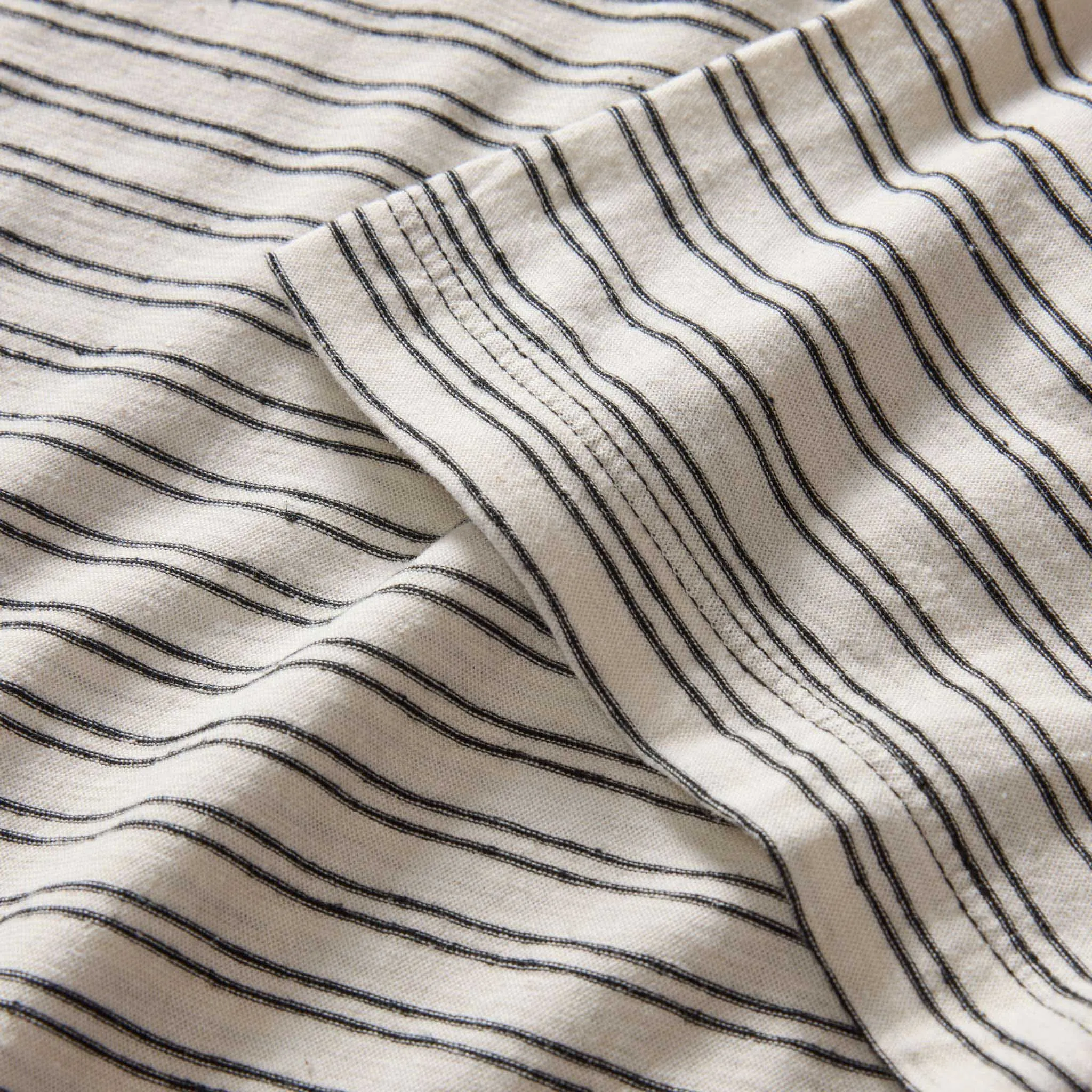 The Cotton Hemp Tee in Black Coffee Stripe