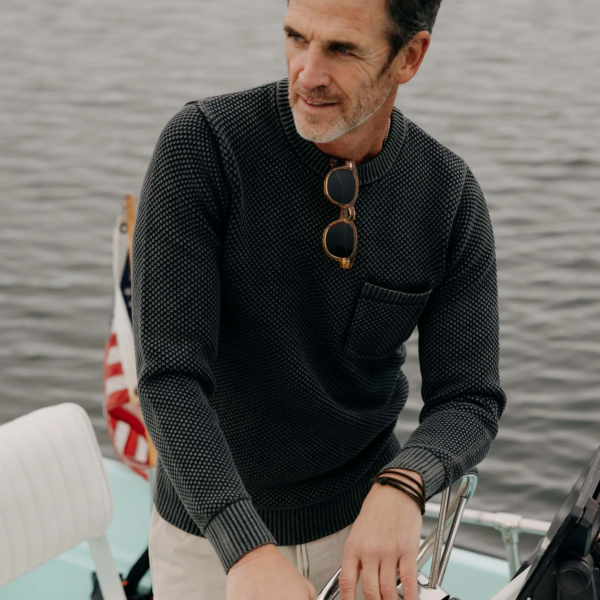 The Crawford Crew Sweater in Washed Asphalt