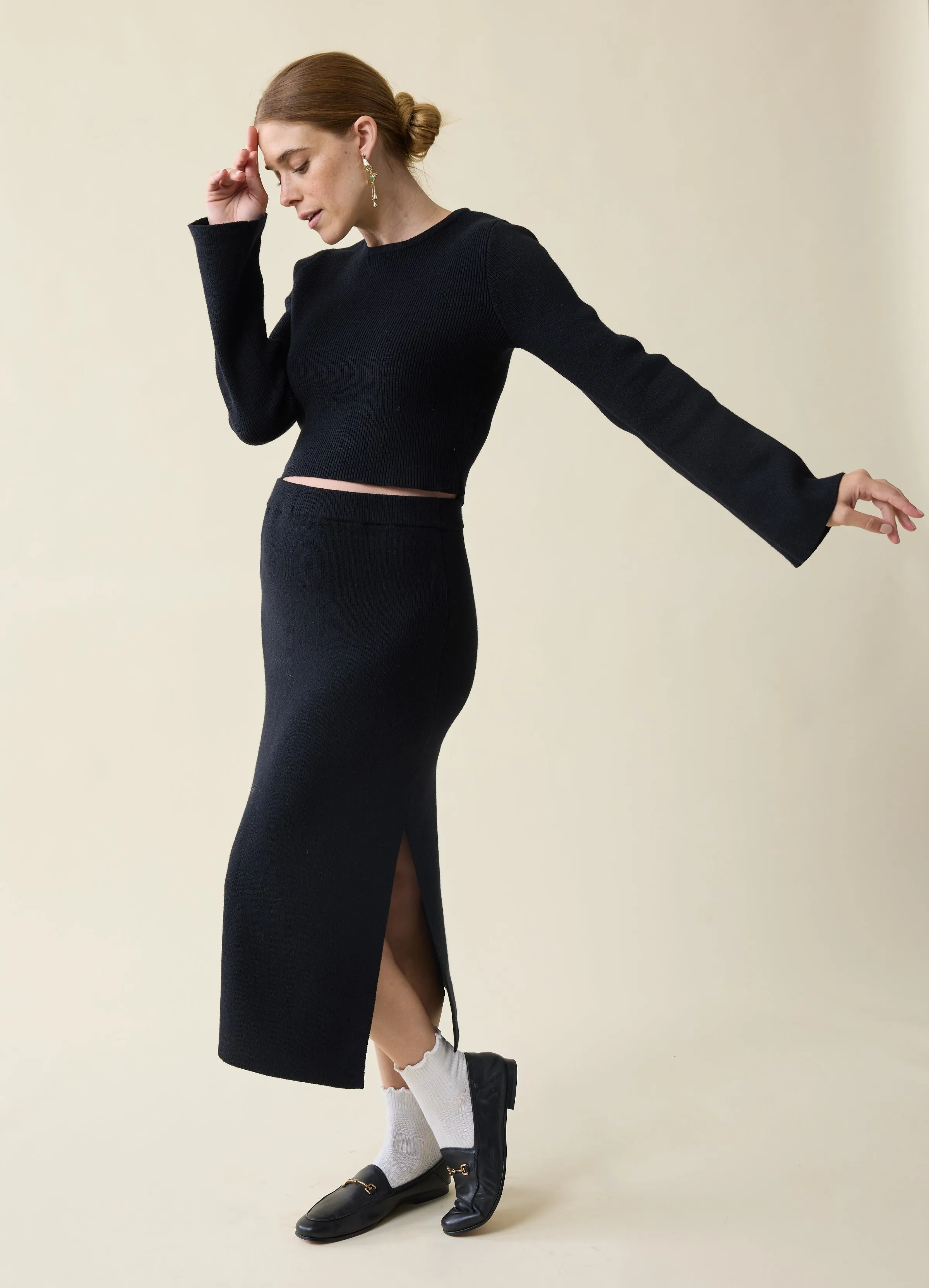 The Mix   Mingle Black Maternity Midi Skirt Set