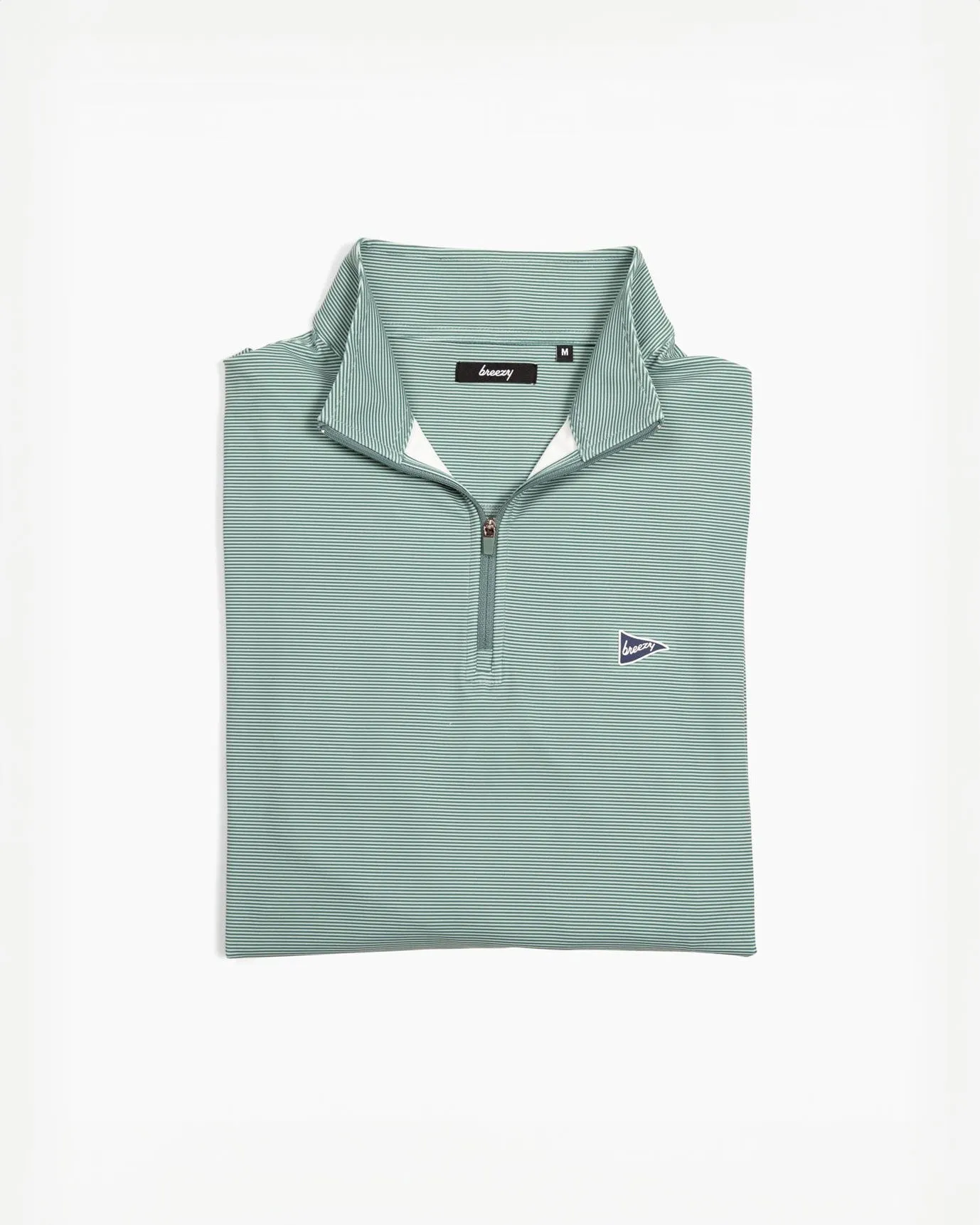 The Sage Green Microstripe Quarter-Zip