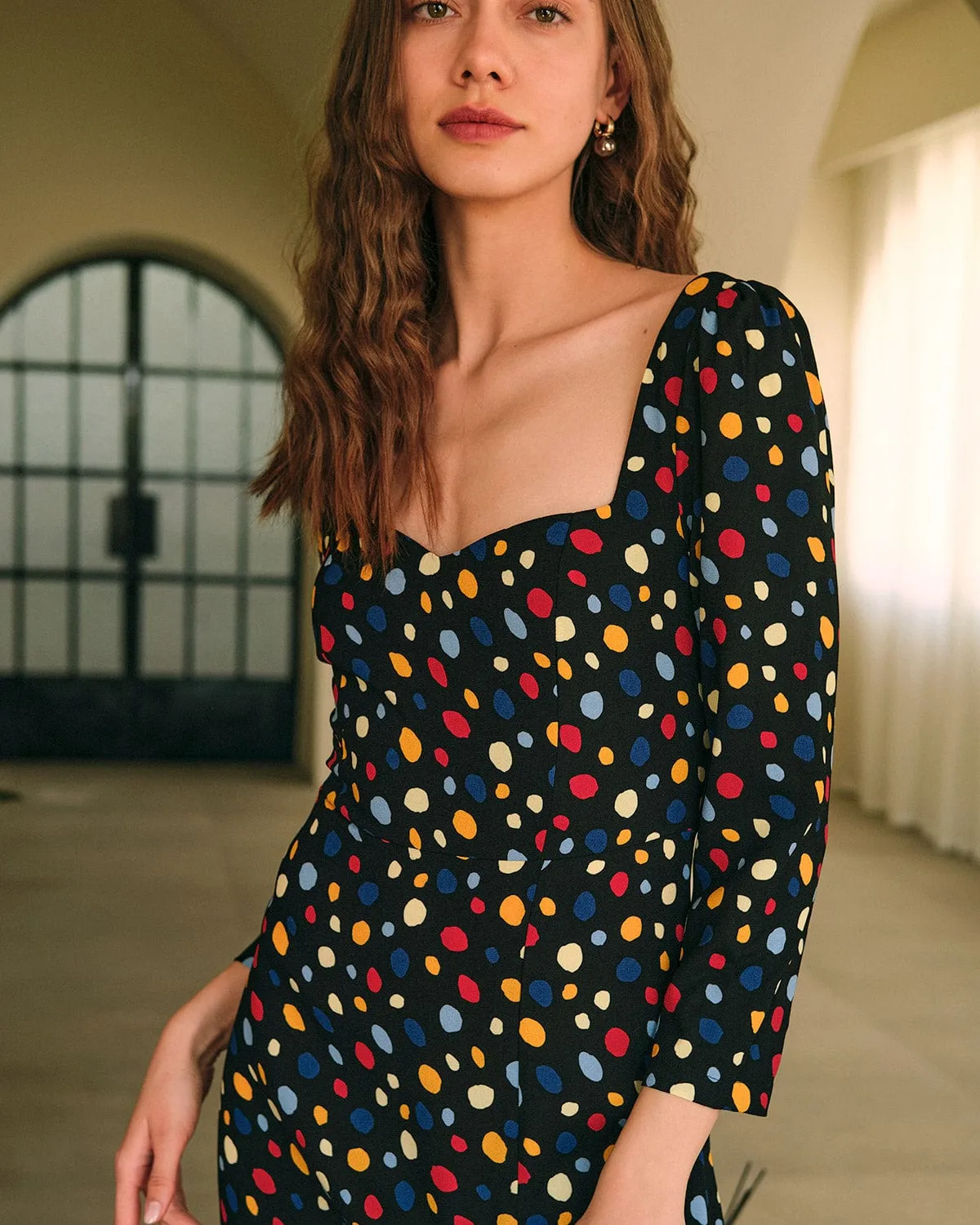 The Sweetheart Neck Polka Dot Maxi Dress