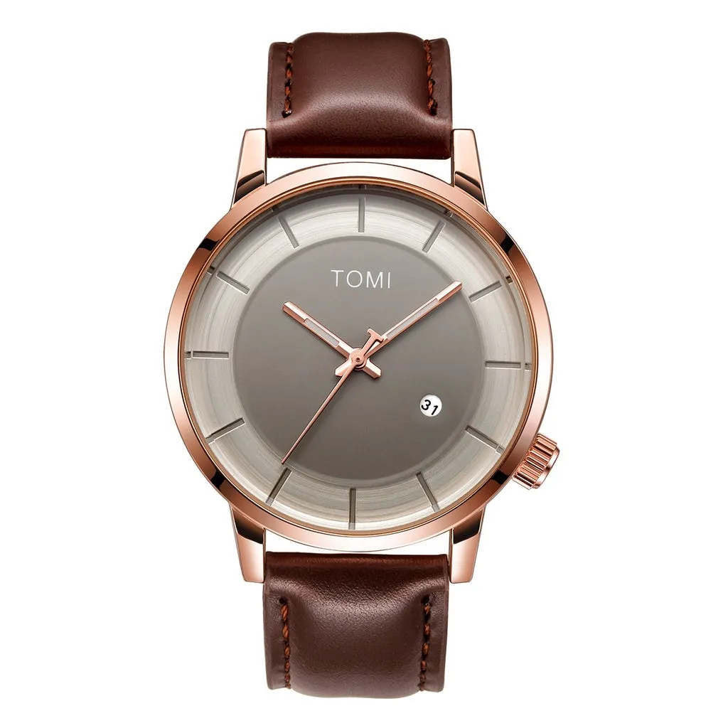 TOMI T-101 Casual Men's Watch Date Quartz Round Dial