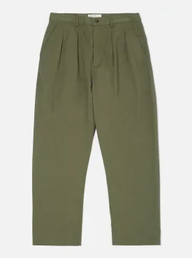 Universal Works Double Pleat Pant in Light Olive Twill