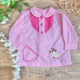 Vintage 1960s "Baby Duck" Pink Baby / Toddler Dress / Blouse French Made 12-18 Months