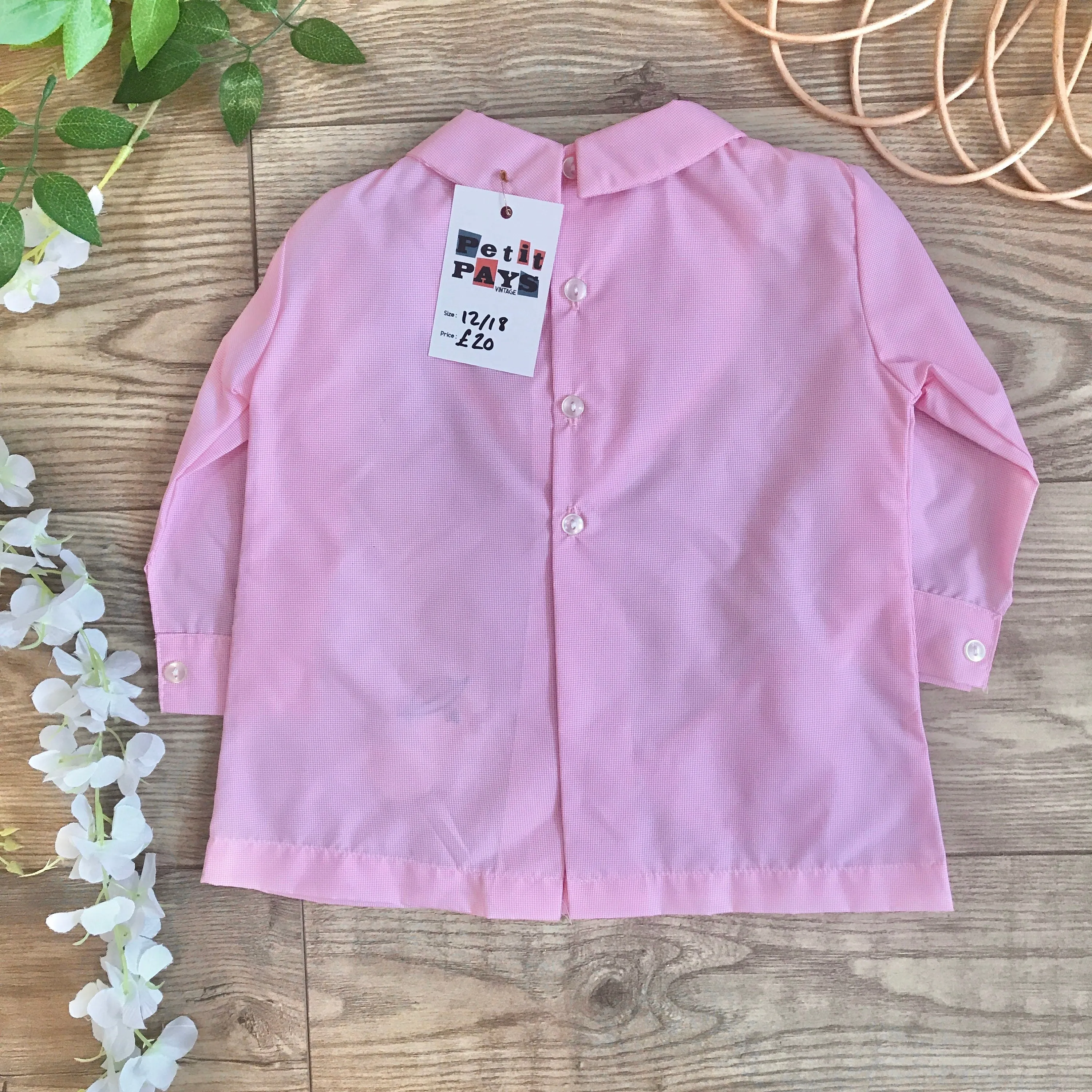 Vintage 1960s "Baby Duck" Pink Baby / Toddler Dress / Blouse French Made 12-18 Months