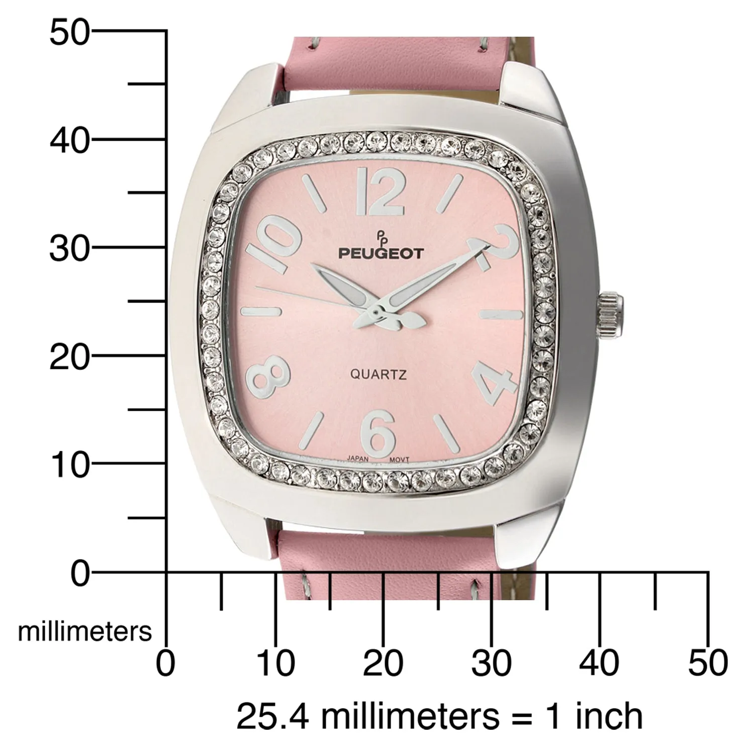 Women's Boyfriend Watch 40mm Crystal Bezel Leather Strap