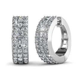 Wrenley 18k White Gold Plated Crystal Hoop Earrings for Women