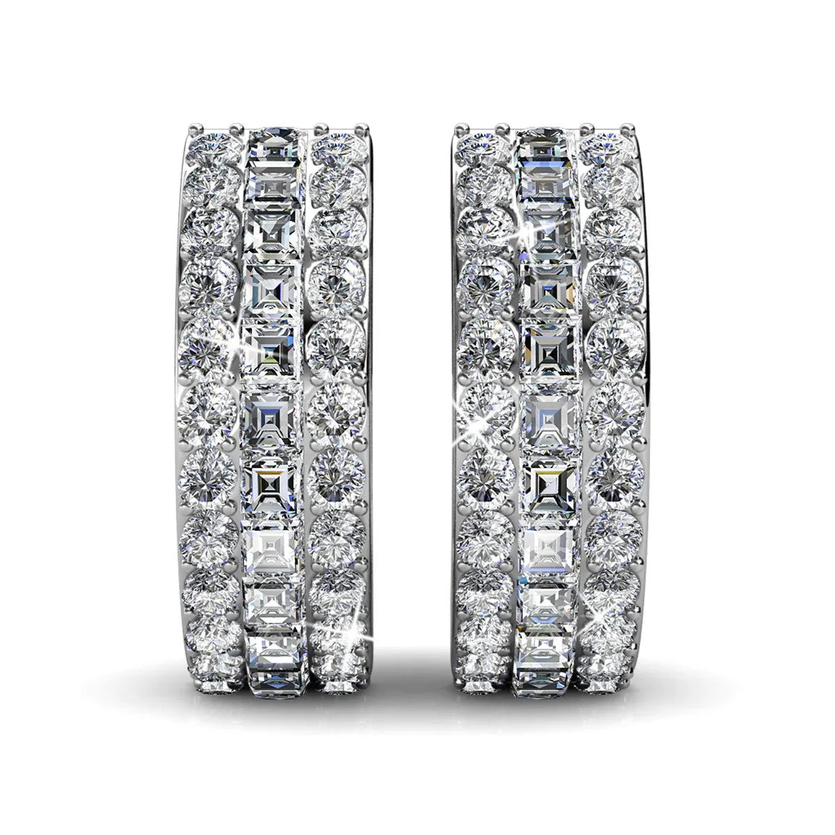 Wrenley 18k White Gold Plated Crystal Hoop Earrings for Women