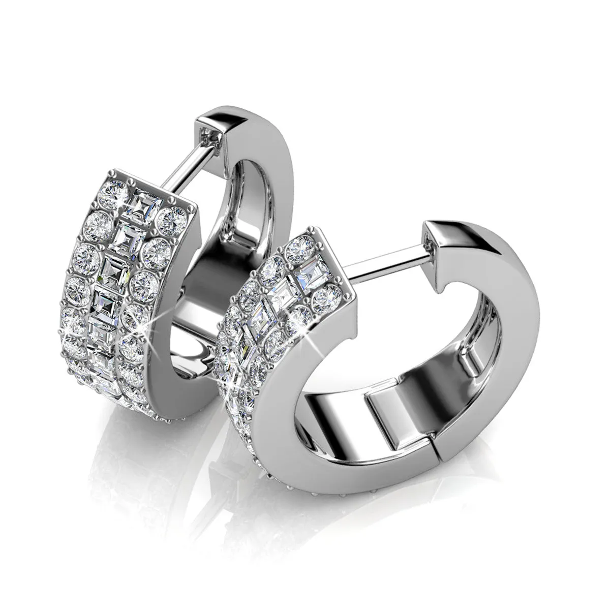 Wrenley 18k White Gold Plated Crystal Hoop Earrings for Women